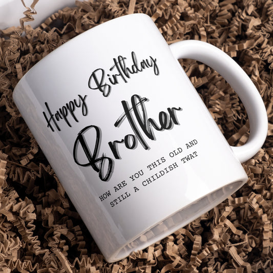 Happy Birthday Brother, funny rude mug