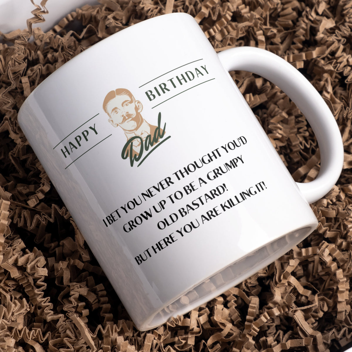 Happy Birthday Dad, Grumpy Old B..tard Mug – Birthday Card