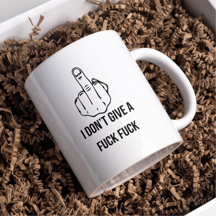I don't give a f... f... finger rude mug – Greeting Card