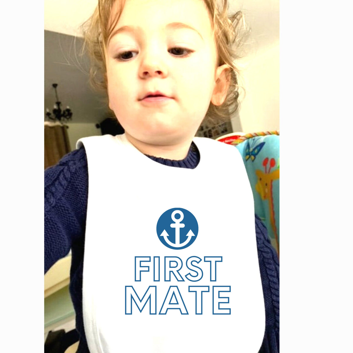 First Mate Baby Bib, new dad bib for a boating dad – Greeting Card