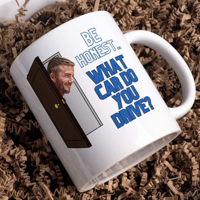 David Beckham Mug What car do you drive? – Greeting Card