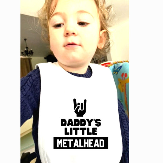 Daddy's Little Metal Head Baby Bib