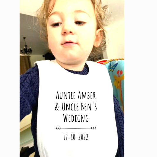 Wedding Baby Bib Names and dates of wedding personalised bib