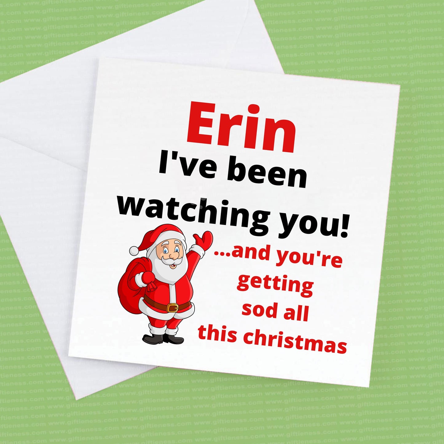 Christmas Card I've been watching you and your getting sod all this Christmas can be personalised see image 2