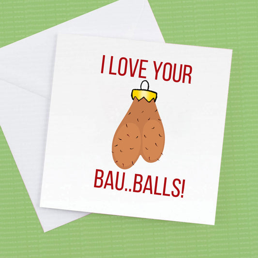 Christmas Card Testicles, rude Christmas card with hairy balls