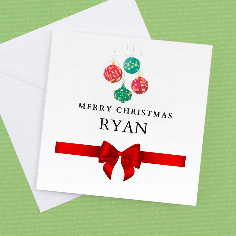Merry Christmas Personalised name card, Christmas card personalised