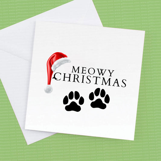 Christmas card for a cat lover, Meowy Christmas