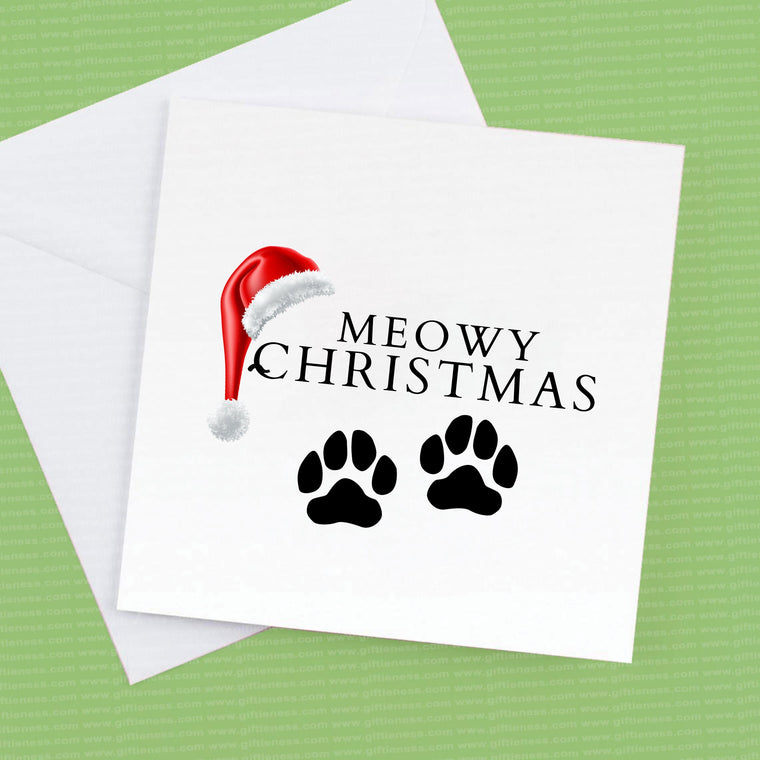 Christmas card for a cat lover, Meowy Christmas – Greeting Card