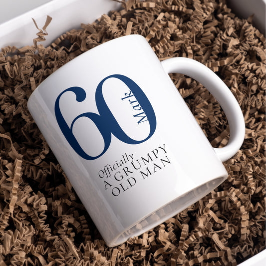 60th Birthday mug, personalised Officially a  Grumpy Old Man birthday mug